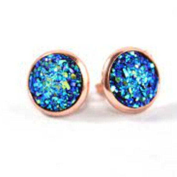 5/$25 Orange Druzy Silver Studs Earrings HOLIDAY EARRING SALE REDUCED SHIPPING! - Picture 10 of 15